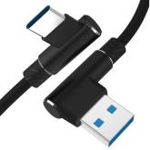 Rohový USB kabel A/M - USB C/M 2m černý, Quick charge 3.0 2.4A, černý